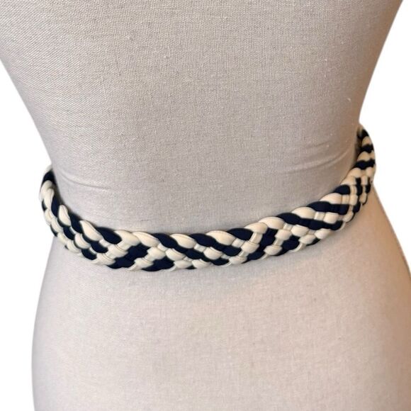 Johanna Ortiz Navy White stretchy braided belt Small